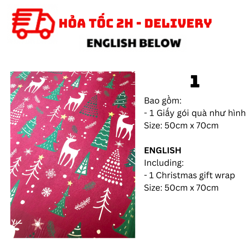 Giấy Gói Quà Giáng Sinh Nhiều Mẫu - Christmas Gift Wrap BBNE61