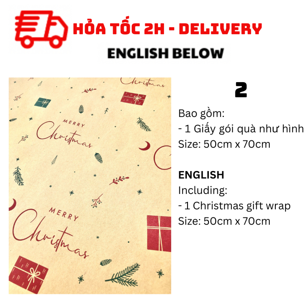 Giấy Gói Quà Giáng Sinh Nhiều Mẫu - Christmas Gift Wrap BBNE61