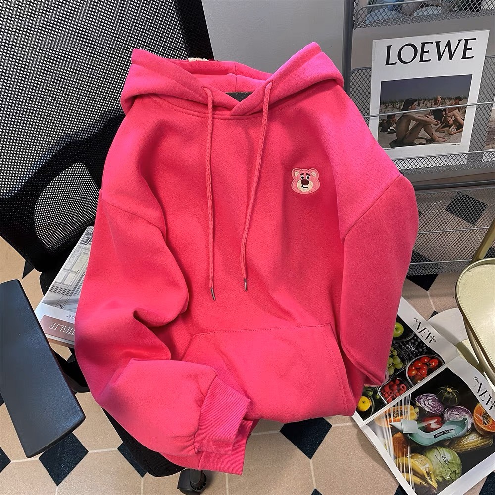 Áo Hoodie From Rộng Tay Bồng Mũ Hai Lớp Chất Nỉ Bông_Mũ Gấu