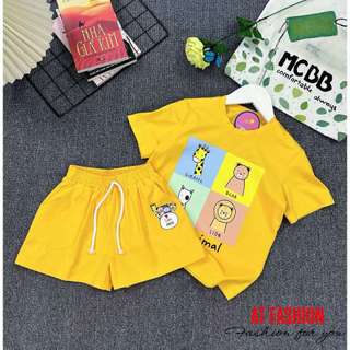 Mcbb 24-49 kg 100% cotton bộ quần áo cho bé gái áo thun bé gái quần short đùi lửng set bộ cộc tay cho bé gái áo phông đồ