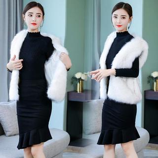 Áo gile nữ lông chồn siêu ấm , áo khoác gile lông sang chảnh xinh, mềm mịn DN34