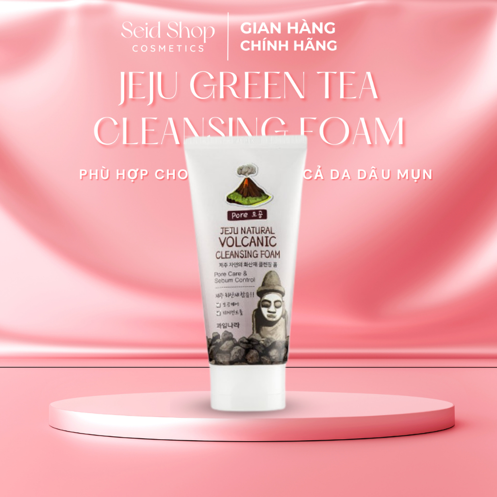 Sữa rửa mặt than hoạt tính Welcos jeju natural volcanic cleansing foam 120g - Làm sạch sâu bụi bẩn, se khít lỗ chân lông