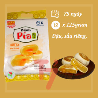 Bánh Pía Kim Sa Tân Huê Viên Đậu Xanh Trứng Chảy Túi 12 Cái 480g