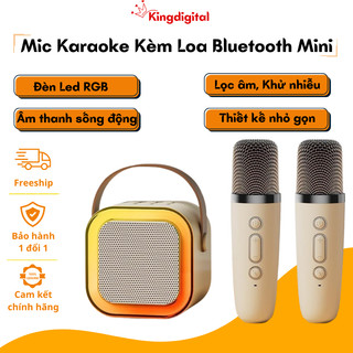 Loa Bluetooth mini kèm 2 micro hát karaoke không dây - Mic hát karaoke K12, âm thanh chất lượng, lọc âm khử nhiễu