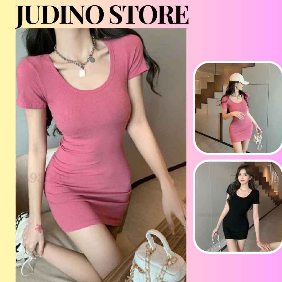 Đầm body nữ Hot Girl Bó Sát Gợi Cảm Thuần Khiết Váy Ngắn Mẫu Mới Mùa Hè Năm 2023 Thon Gọn Thắt Eo Màu Hồng JUDINO