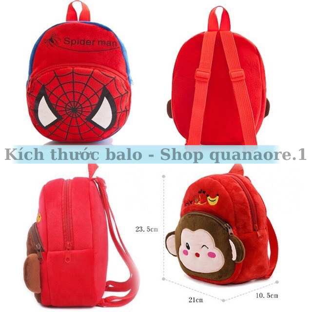 Balo nhung cho bé mầm non đi học đi chơi , balo trẻ em đi mẫu giáo hoạt hình ngộ ngĩnh dưới 3 tuổi