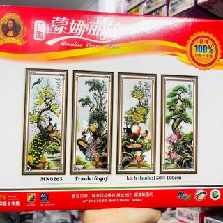 Tranh đính đá -tranh thêu Tùng cúc trúc mai (MN0265,lv604)