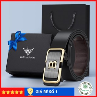 Thắt lưng nam da cao cấp, dây lưng nam mặt khóa tự động sang trọng, nịt da chữ B TLB01
