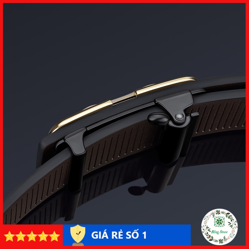 Thắt lưng nam da cao cấp, dây lưng nam mặt khóa tự động sang trọng, nịt da chữ B TLB01