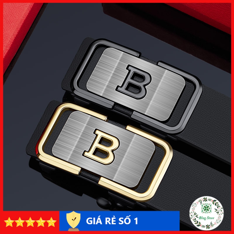 Thắt lưng nam da cao cấp, dây lưng nam mặt khóa tự động sang trọng, nịt da chữ B TLB01