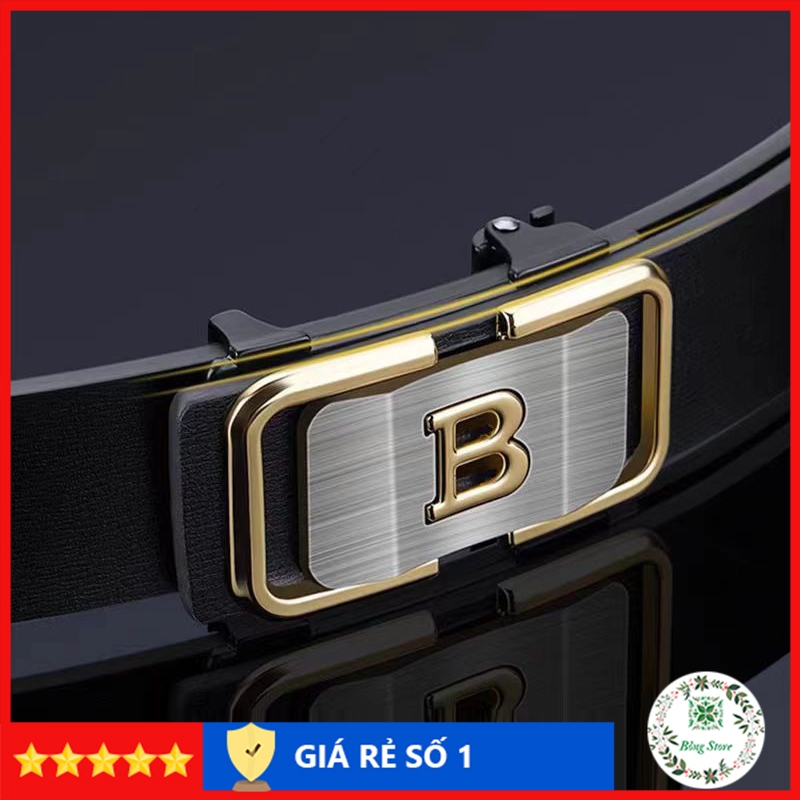 Thắt lưng nam da cao cấp, dây lưng nam mặt khóa tự động sang trọng, nịt da chữ B TLB01