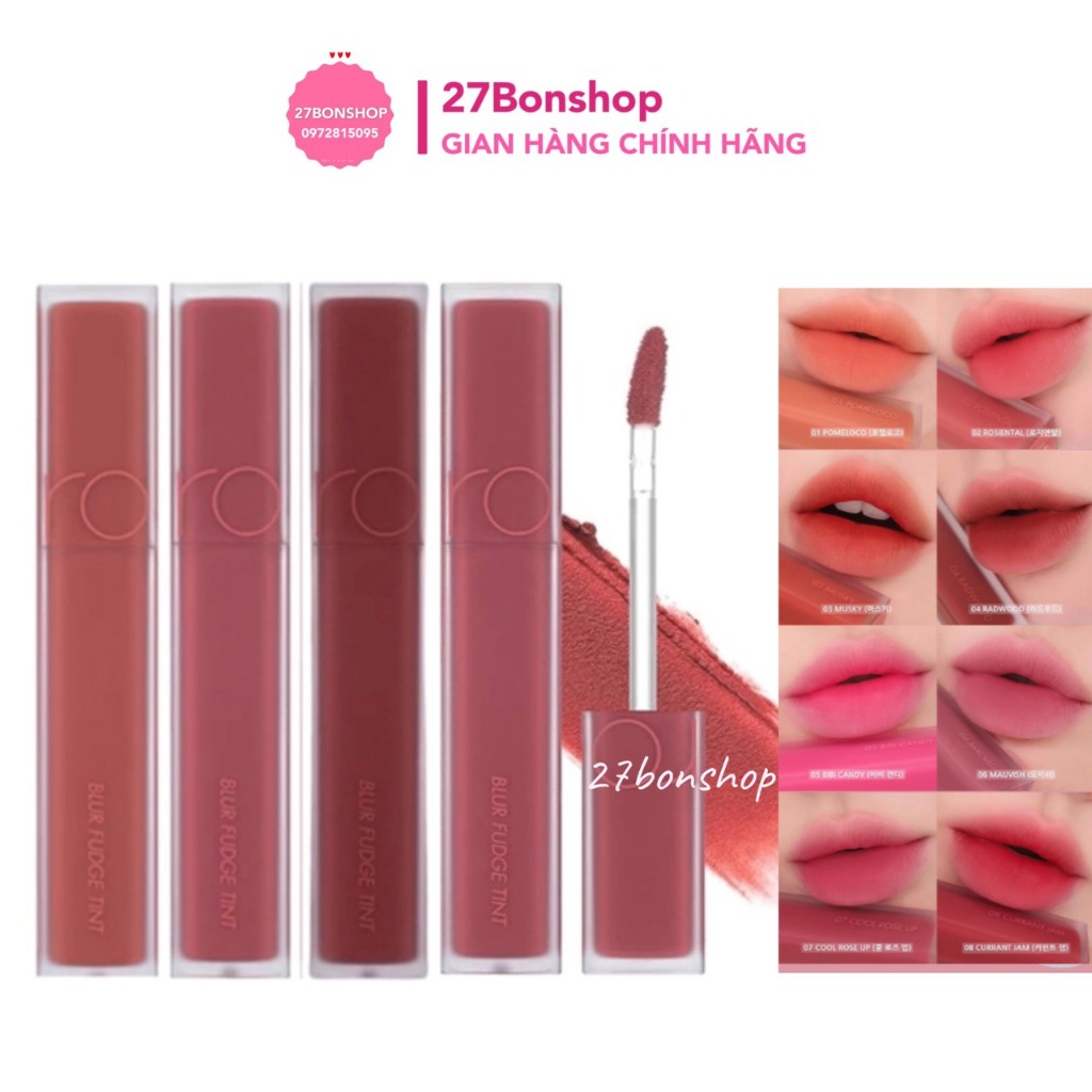 (FULL MÀU) SON KEM LÌ ROMAND BLUR FUDGE TINT