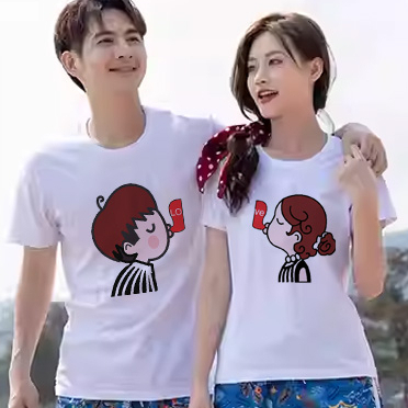 Áo Thun Cặp, Đồ Đôi Tình Nhân Nam Nữ Mẫu Chàng Trai Cô Gái Và Trái Tim - KTQN TSHIRT AND UNIFORM