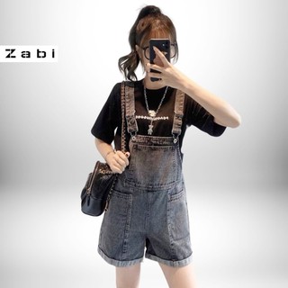 Yếm short jean ZABI Trơn màu xám YJ022 phong cách hàn quốc