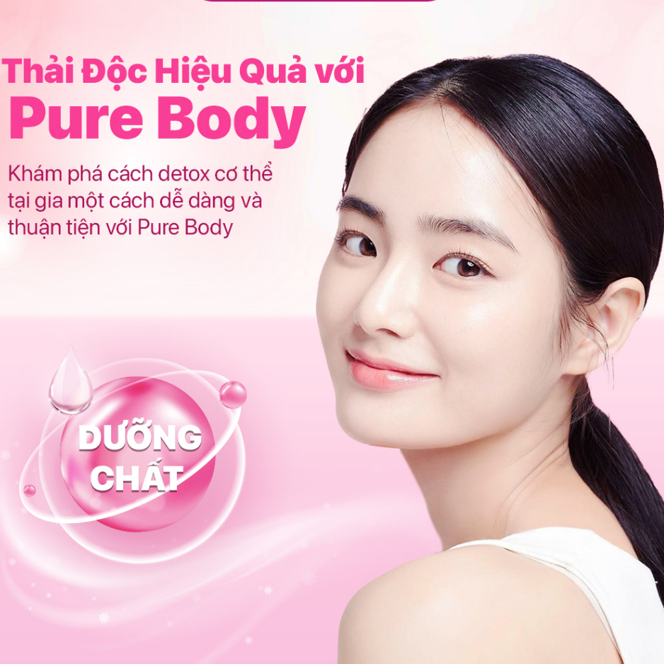 Nước uống hỗ trợ giảm mụn LADOPHAR Lado Detox Purebody giúp giải độc gan, hạ men gan nội tiết tố Hộp 12 gói