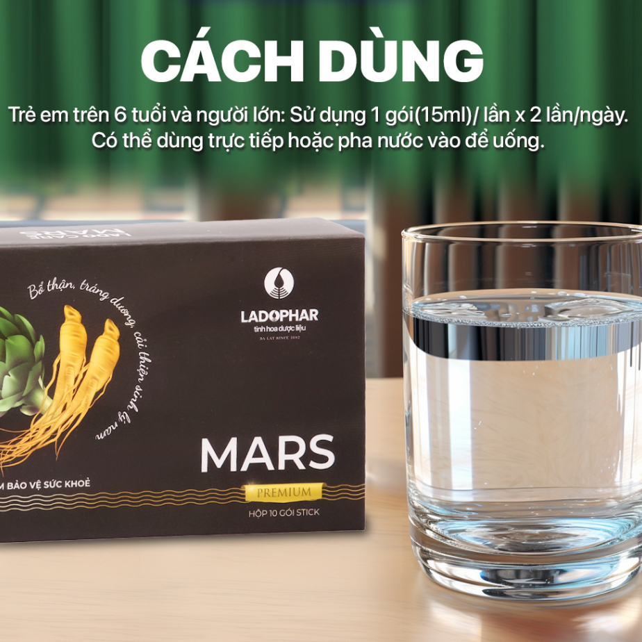 Nước tăng cường sức khỏe Nam Lado Care Mars Ladophar Hộp 10 Gói