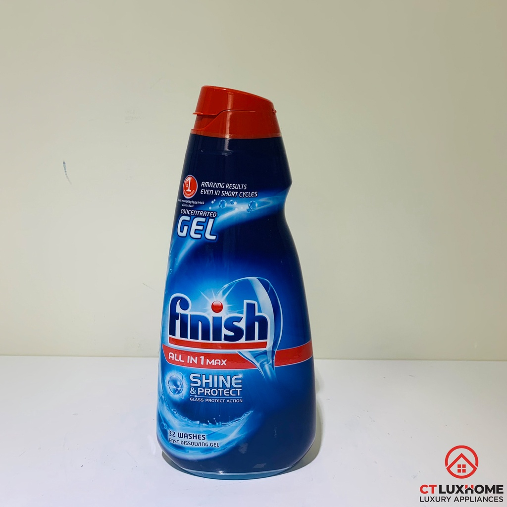 Gel rửa chén bát Finish All In One Max 650ml Shine & Protect  dùng cho máy rửa bát - Hàng chính hãng