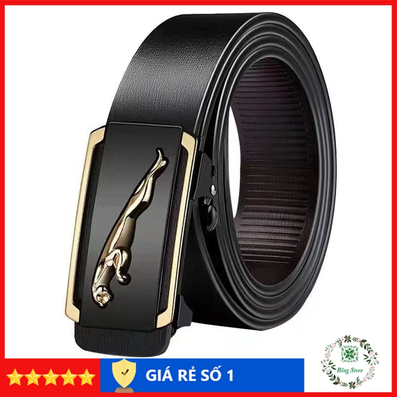 Thắt lưng nam da cao cấp, dây lưng nam mặt khóa tự động sang trọng, nịt da họa tiết báo TLB001