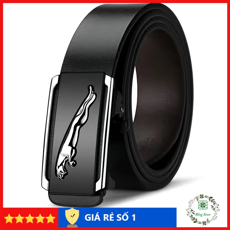 Thắt lưng nam da cao cấp, dây lưng nam mặt khóa tự động sang trọng, nịt da họa tiết báo TLB001