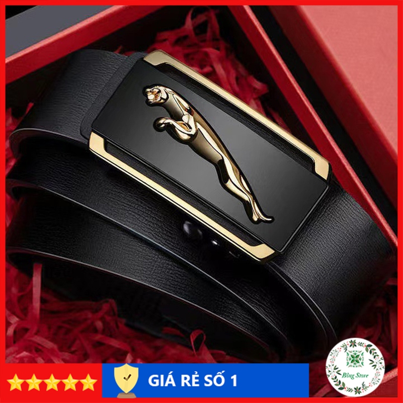 Thắt lưng nam da cao cấp, dây lưng nam mặt khóa tự động sang trọng, nịt da họa tiết báo TLB001
