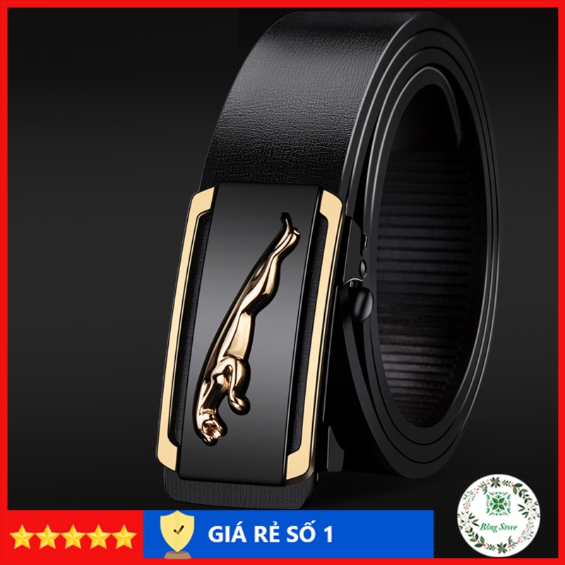Thắt lưng nam da cao cấp, dây lưng nam mặt khóa tự động sang trọng, nịt da họa tiết báo TLB001