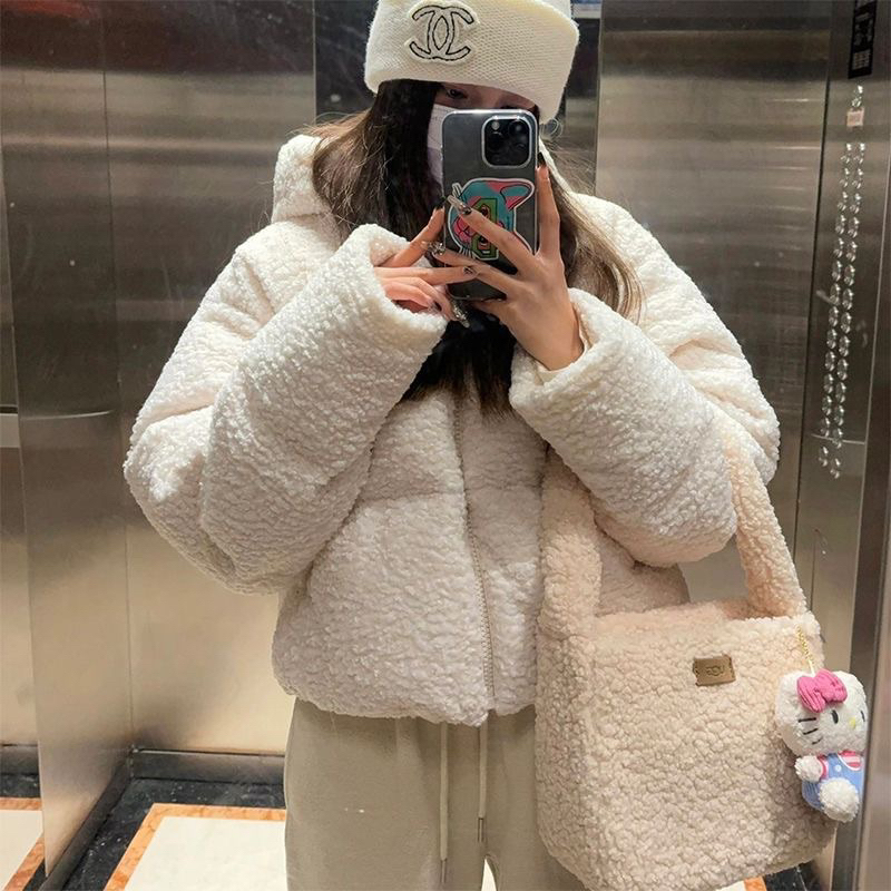 Áo Khoác Lông trắng dáng ngắn Form rộng dày dặn Lilis Room