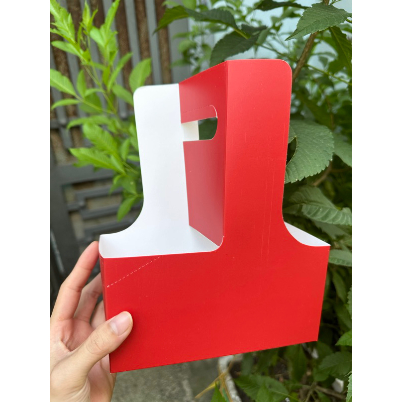 Túi giấy 2 ngăn đựng hoa và đồ uống, dùng làm quà tặng, có thể ghép thành 4 ngăn, có kèm lót đáy