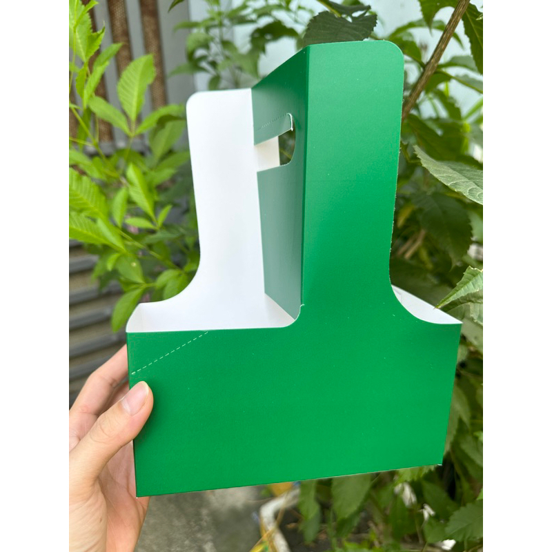 Túi giấy 2 ngăn đựng hoa và đồ uống, dùng làm quà tặng, có thể ghép thành 4 ngăn, có kèm lót đáy