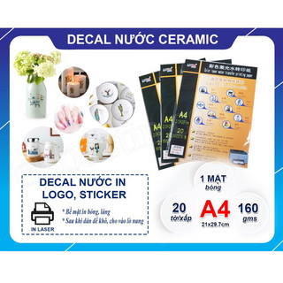 Decal nước ceramic in laser xấp 20 tờ khổ a4
