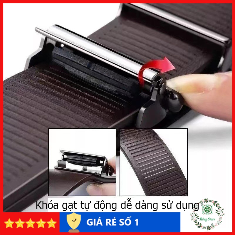 Thắt lưng nam da cao cấp, dây lưng nam mặt khóa tự động sang trọng, nịt da họa tiết báo TLB001