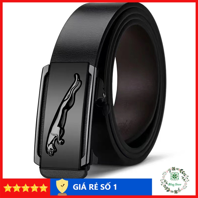Thắt lưng nam da cao cấp, dây lưng nam mặt khóa tự động sang trọng, nịt da họa tiết báo TLB001