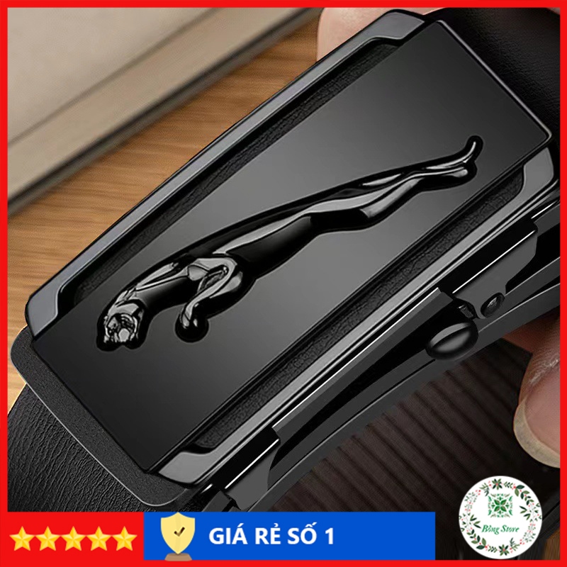 Thắt lưng nam da cao cấp, dây lưng nam mặt khóa tự động sang trọng, nịt da họa tiết báo TLB001