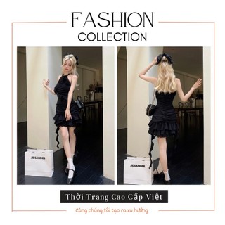 Đầm Ôm Body Cổ Yếm Bèo Tua Rua Kèm Hoa Cổ TH149