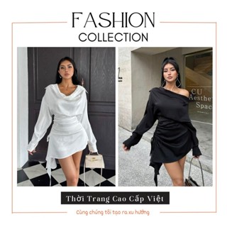 Đầm Lụa Lệch Vai Hoặc Cổ Đổ , Váy Nữ Mặc Nhiều Kiểu Siêu Hot TH176