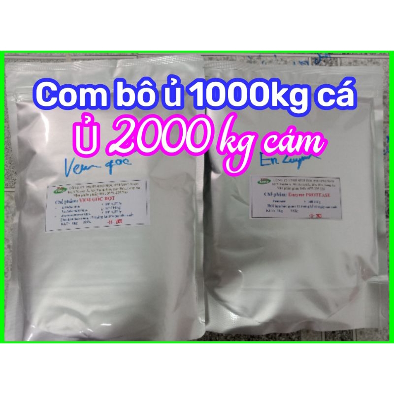 Men vi sinh thủy phân protein động, thực vật ( Bộ gồm 1kg Vem gốc  + 1kg enzyme protease Thủy phân 1 tấn cá)