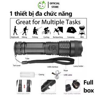 Đèn Pin Siêu Sáng Cầm Tay - Đèn siêu sáng mini, vỏ kim loại chống nước bền bỉ - 5 chế độ chiếu sáng