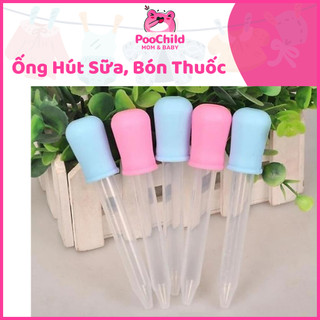 Ống hút sữa bón thuốc cho bé nhỏ giọt 5ml, ống hút bón sữa đầu bóp silicon, ống bơm dẻo chia vạch