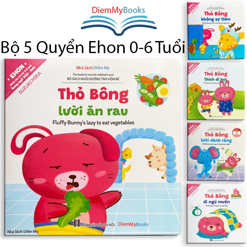 Sách Thiếu Nhi - Bộ 5 Quyển Kỹ Năng Sống Ehon Nuôi Dưỡng Tâm Hồn Bé Song Ngữ Anh Việt Cho Bé Từ 0-6 Tuổi