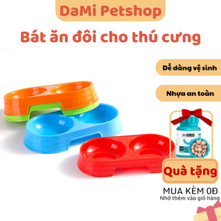 Bát ăn đôi chó mèo - bát ăn đôi nhựa cao cấp