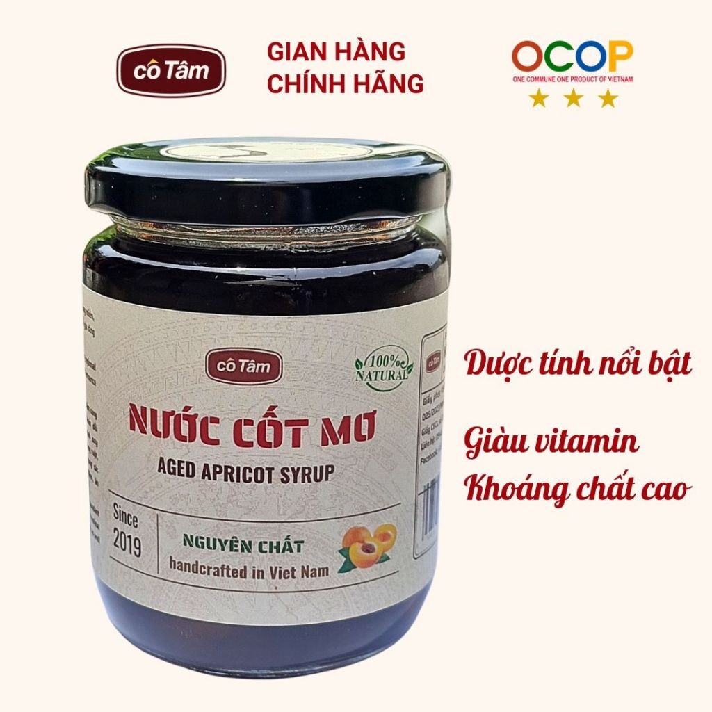 Nước cốt mơ Cô Tâm (mã năm 2019) hỗ trợ đại tràng tiêu hóa. Ủ từ làng Bách Cốc