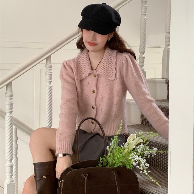 Áo Len Kiểu Dáng Ngắn Áo Len Tay Dài Thời Trang Thanh Lịch Thu Đông