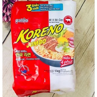 Mì hàn quốc koreno jumbo túi 1kg 10 gói, dùng nấu mỳ cay 7 cấp độ