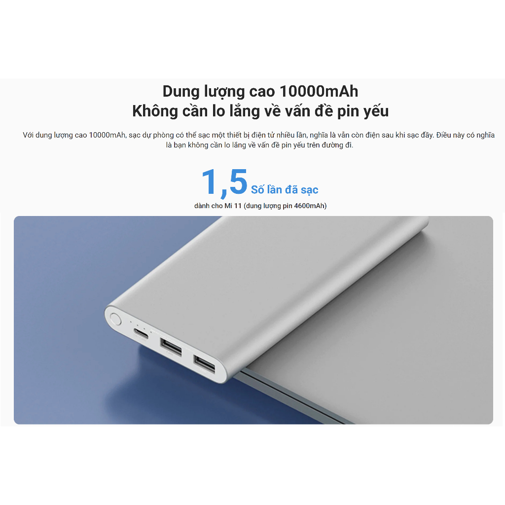 Pin sạc dự phòng Xiaomi 10000mAh Gen 4 Sạc  Siêu nhanh 22.5W - Hàng Chính hãng
