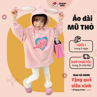 Áo váy nỉ lót lông dày mùa đông cho bé gái