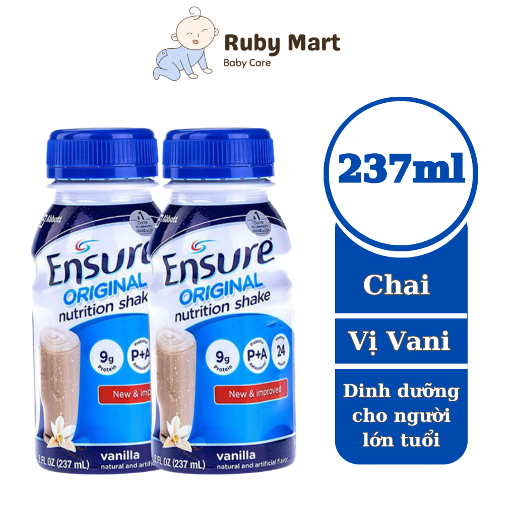 [Date T6/25] Combo 2 chai Sữa Bột pha sẵn Ensure Vani Chai 237ml