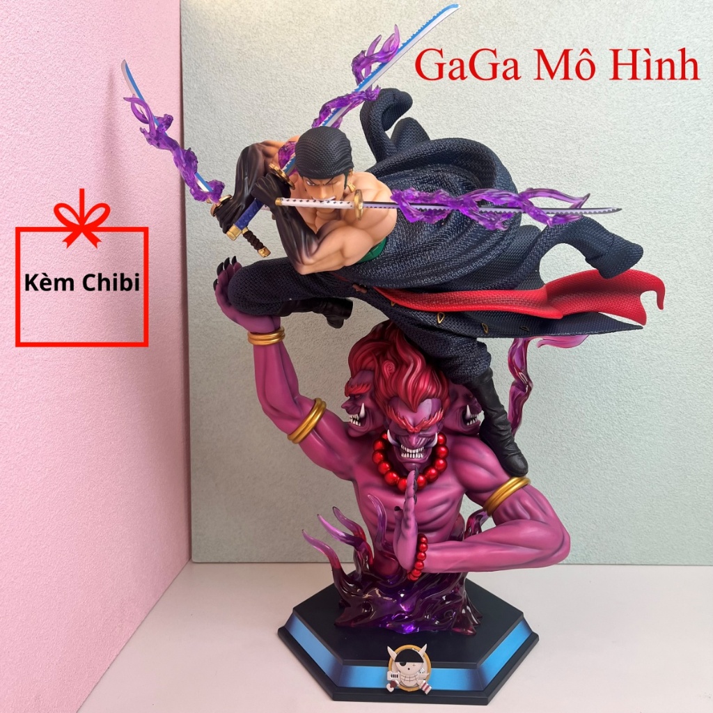 Mô hình Zoro Asura 2 đầu thay siêu to 50cm có Led siêu ngầu - Figure nhân vật Onepiece - GaGaMoHinh(kèm Chibi)