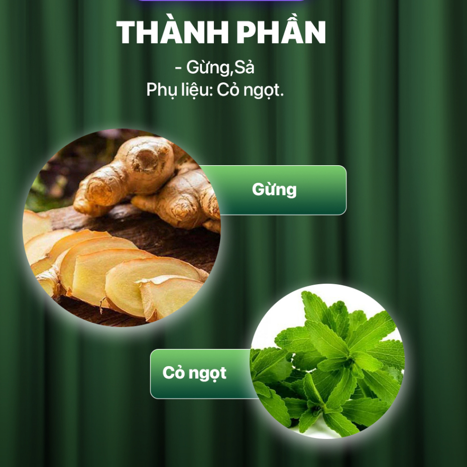 Trà Gừng Sả Lado Tea Ladophar Hộp 20 Túi Lọc - giúp giữ ấm cơ thể