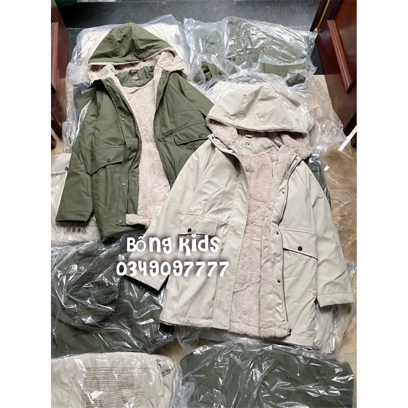 Áo Parka Da PU Bé Trai & Bé Gái Lót Lông Nhung ZR