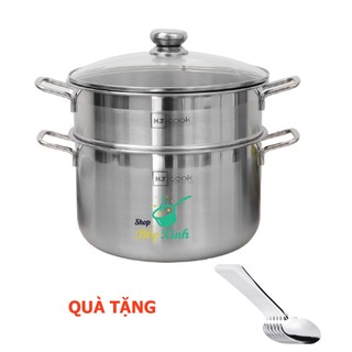 Bộ nồi xửng hấp bếp từ Fivestar H.T cook nắp kính 1 đáy dùng tốt mọi bếp 26cm | 28cm | 30cm | 32cm , tặng 5 muỗng ăn