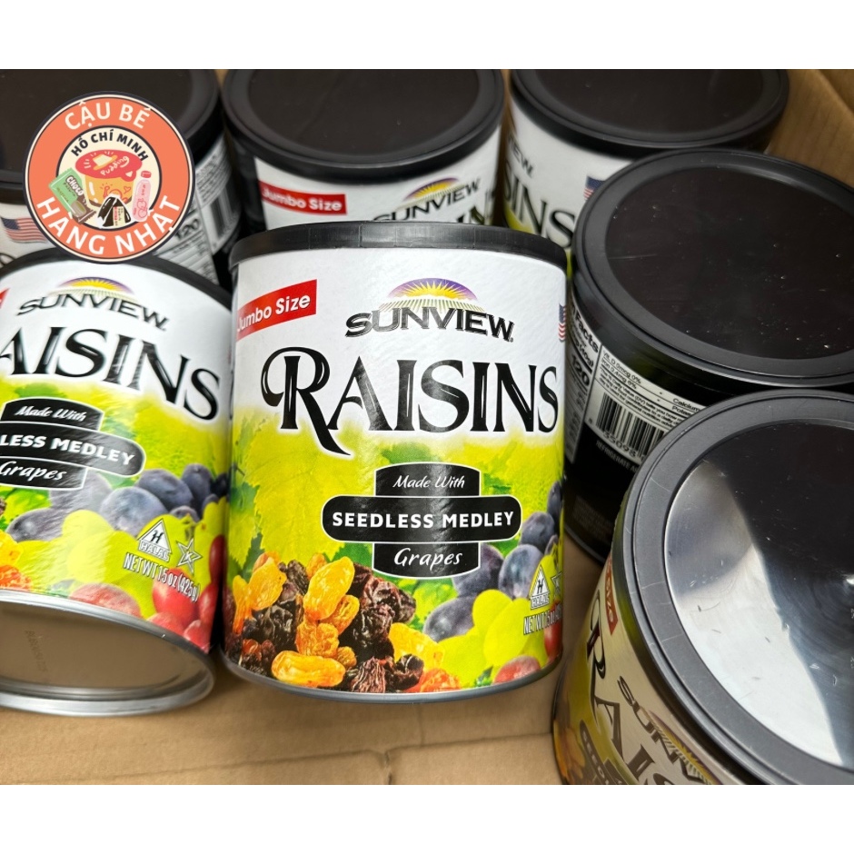 Nho khô Thập Cẩm Sunview Raisins Mỹ - 425g - Hàng Trên lon Có Lá cờ Mỹ